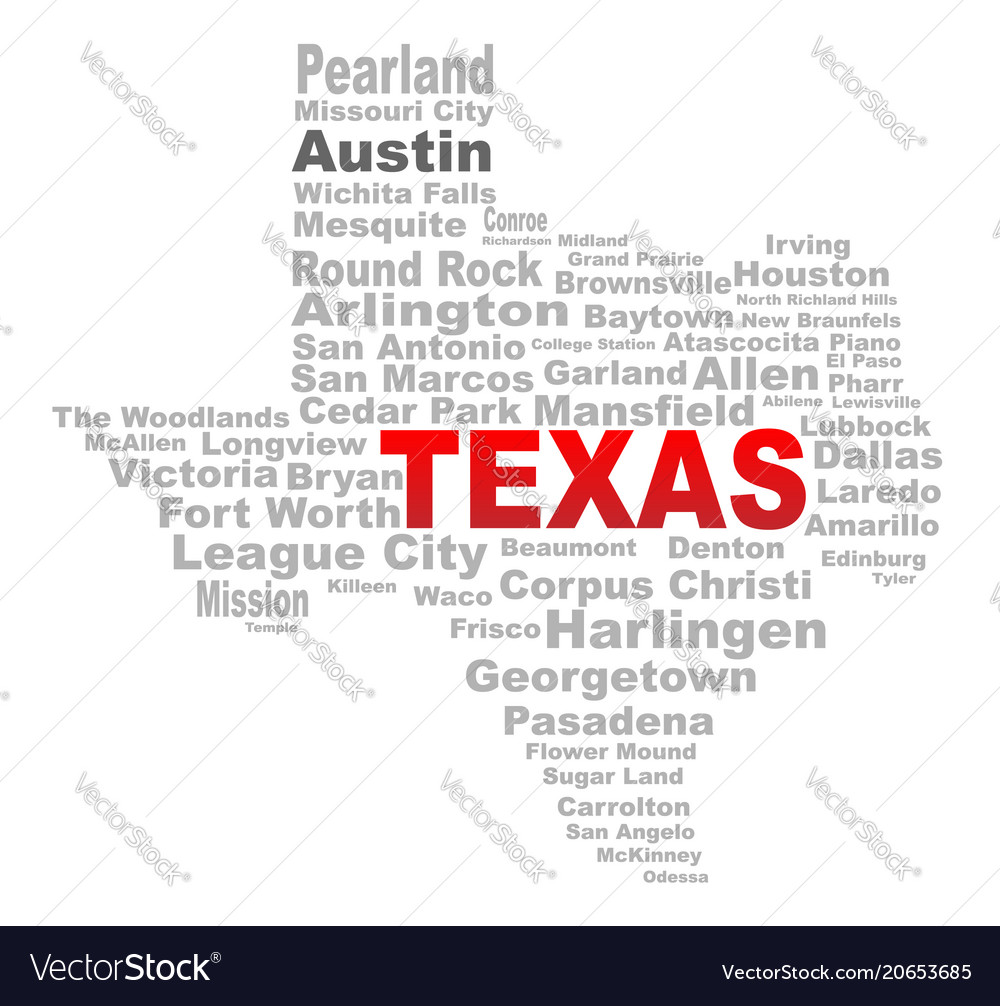 Texas State Word Cloud Royalty Free Vector Image