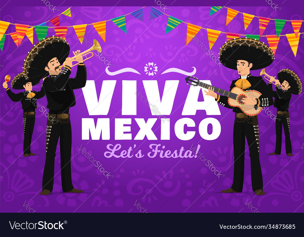 Viva Mexico Fiesta Mariachi Musician Characters Vector Image 7867