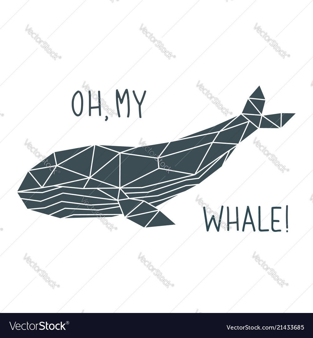 Whale print in polygonal style geometric marine