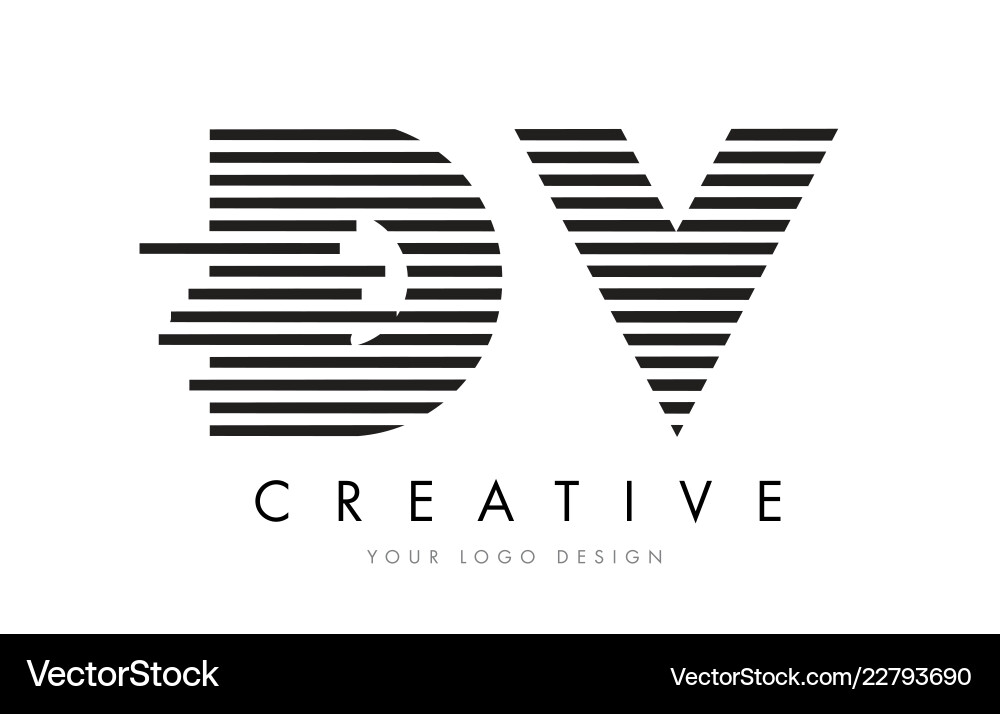 Dv d v zebra letter logo design with black Vector Image