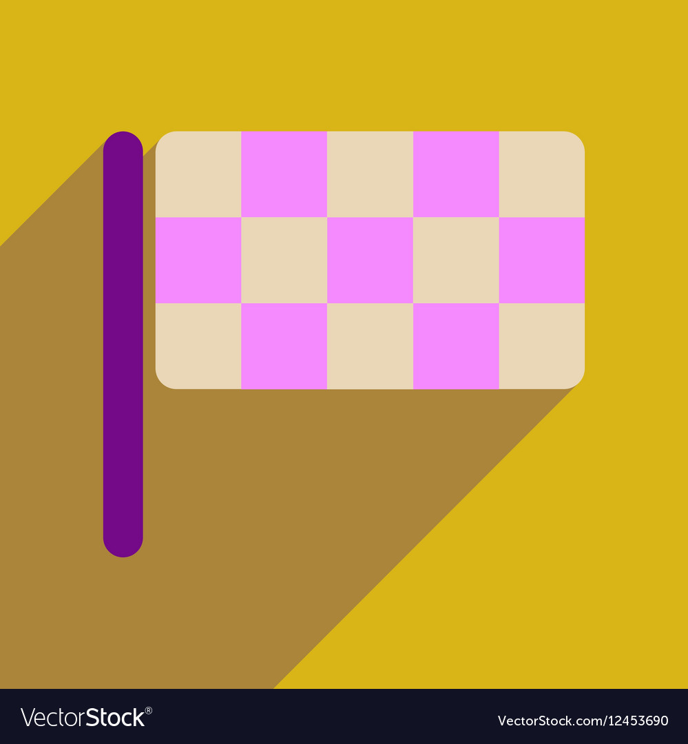 Flat web icon with long shadow checkered flag