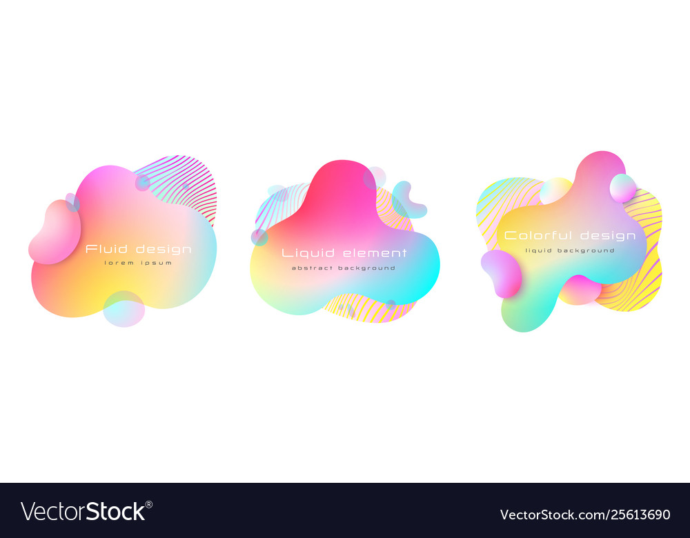 Futuristic colorful abstract liquid element set vector image Futuristic colorful abstract liquid element set