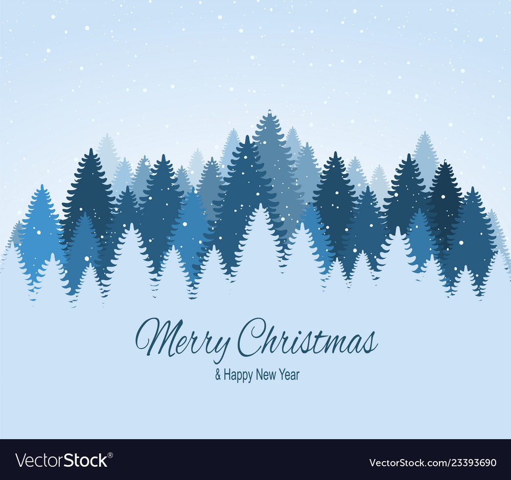 Landscape with blue snowy pines firs coniferous Vector Image