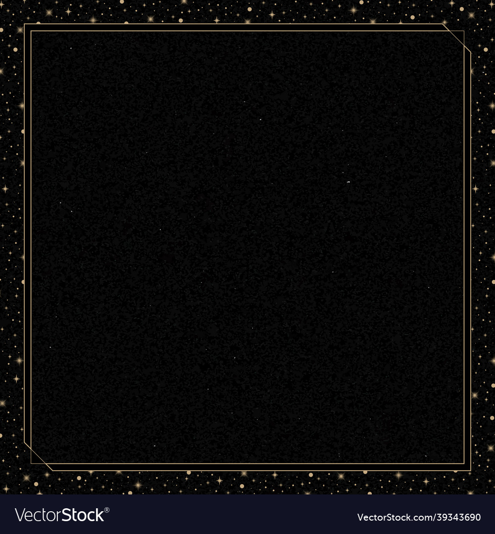 Mystical Golden Frame On Black Background Vector Image