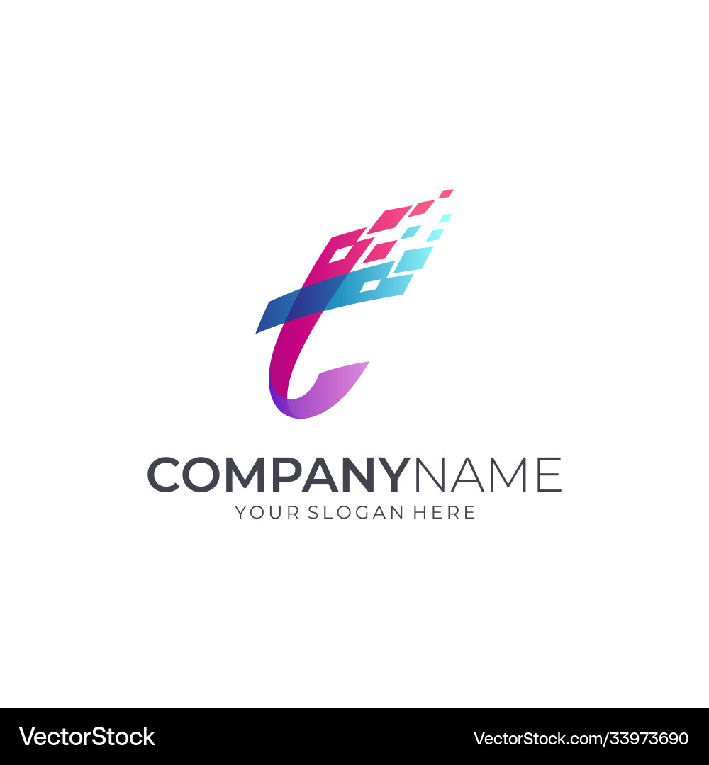 Pixel t logo Royalty Free Vector Image - VectorStock