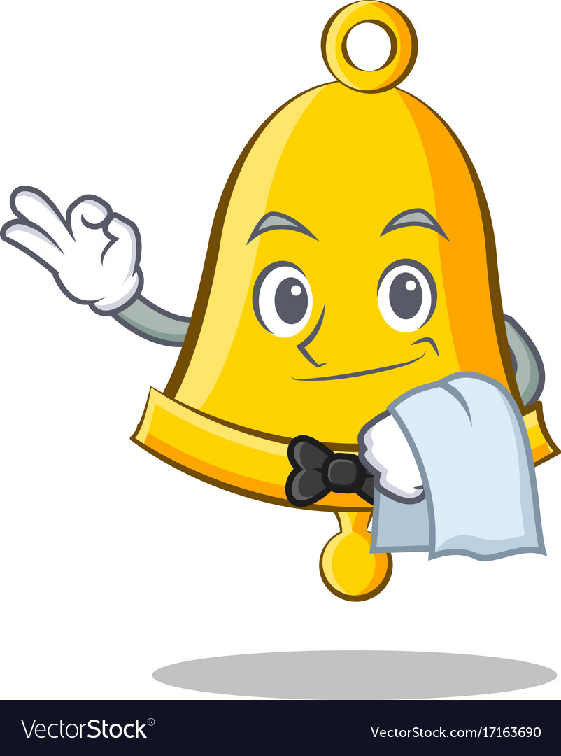 Waiter school bell character cartoon Royalty Free Vector Waiter school bell character cartoon Royalty Free Vector