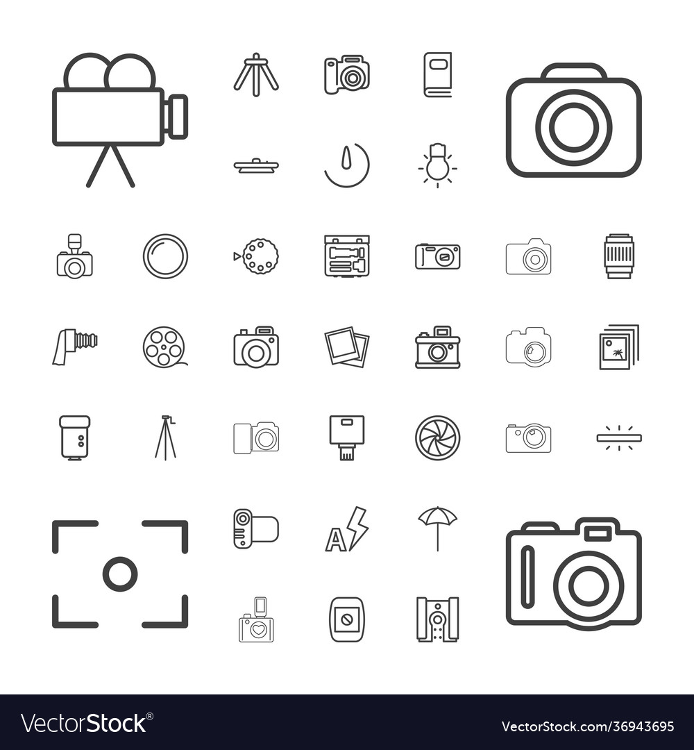 37 Photography Icons Royalty Free Vector Image