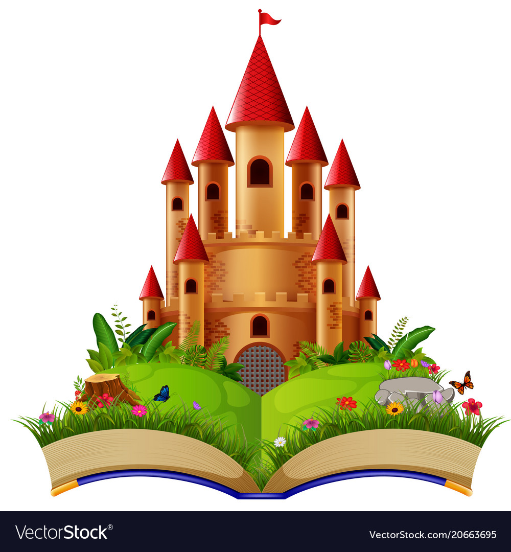 Castle in the storybook Royalty Free Vector Image