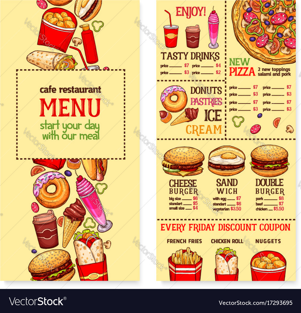 Fast Food Restaurant Menu Template Vector 17293695 