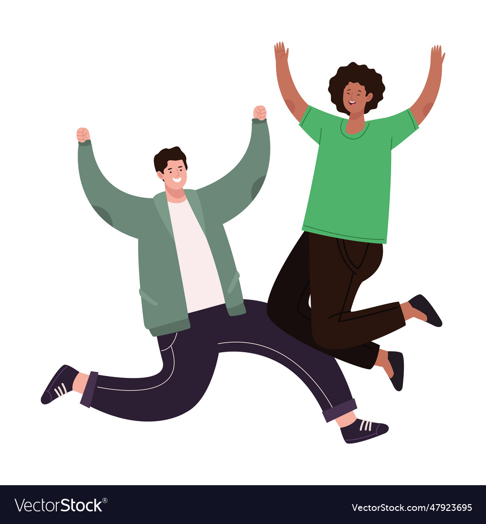 People happy jumping on white background