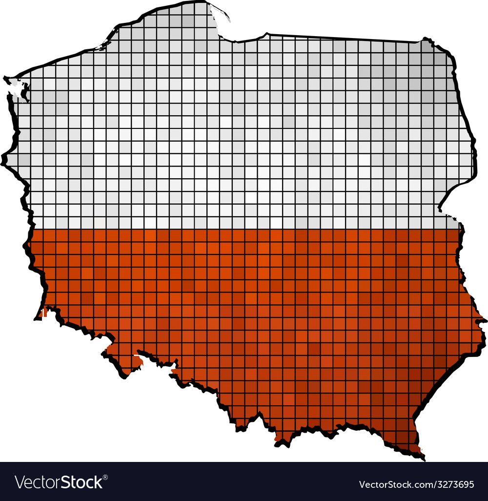 Poland map with flag inside