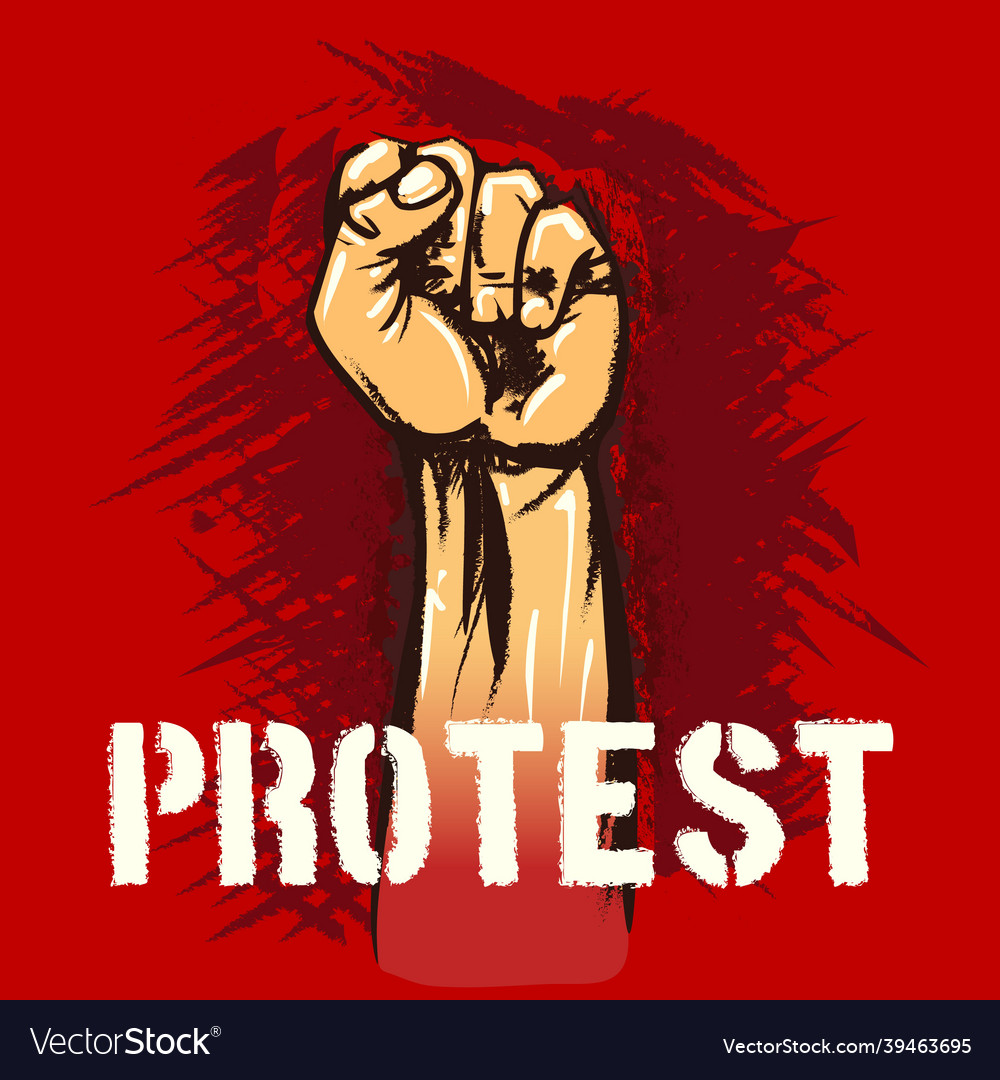 Raised protest fist Royalty Free Vector Image - VectorStock