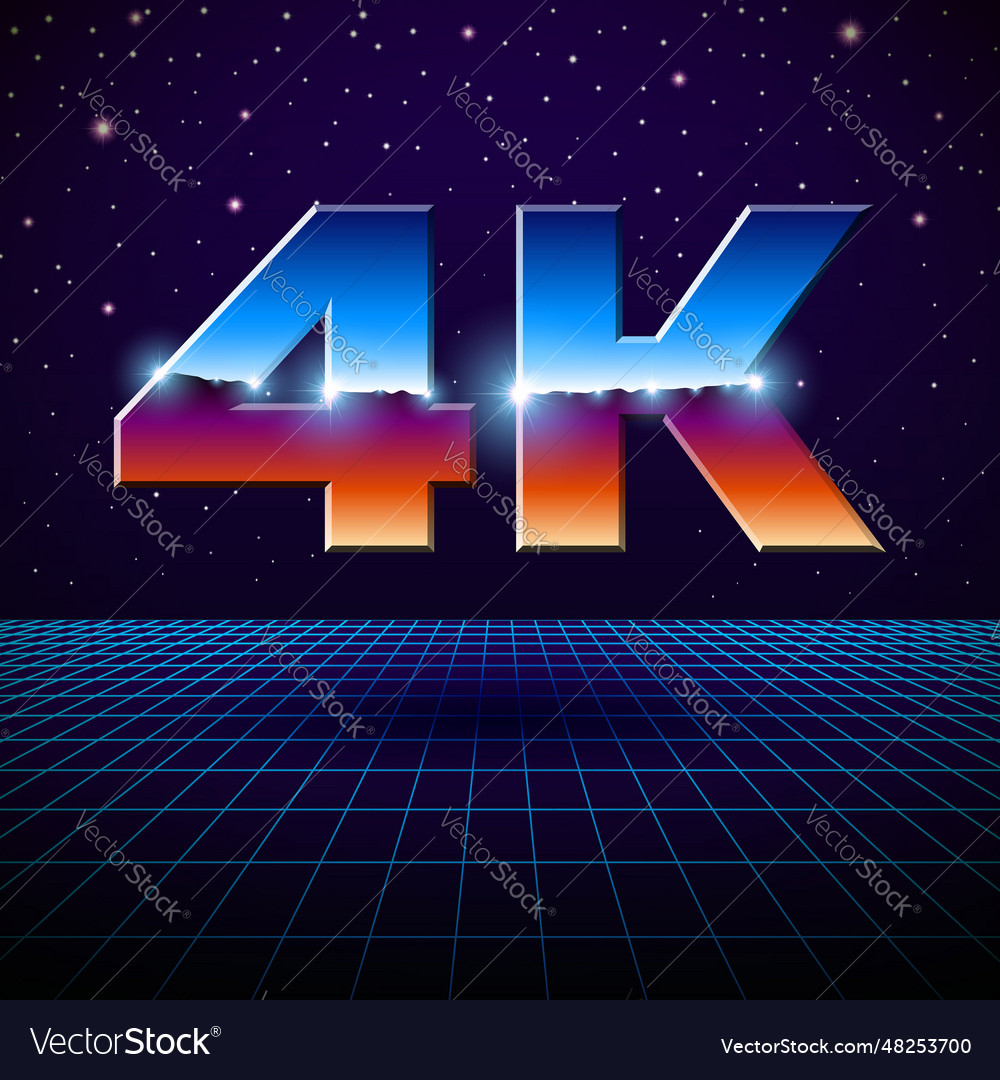 4k ultra hd format logo with shiny chrome letters Vector Image
