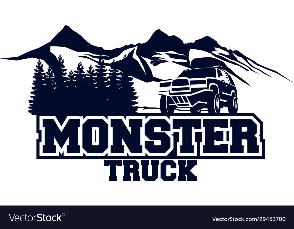 Monster truck logo badge off road car logo