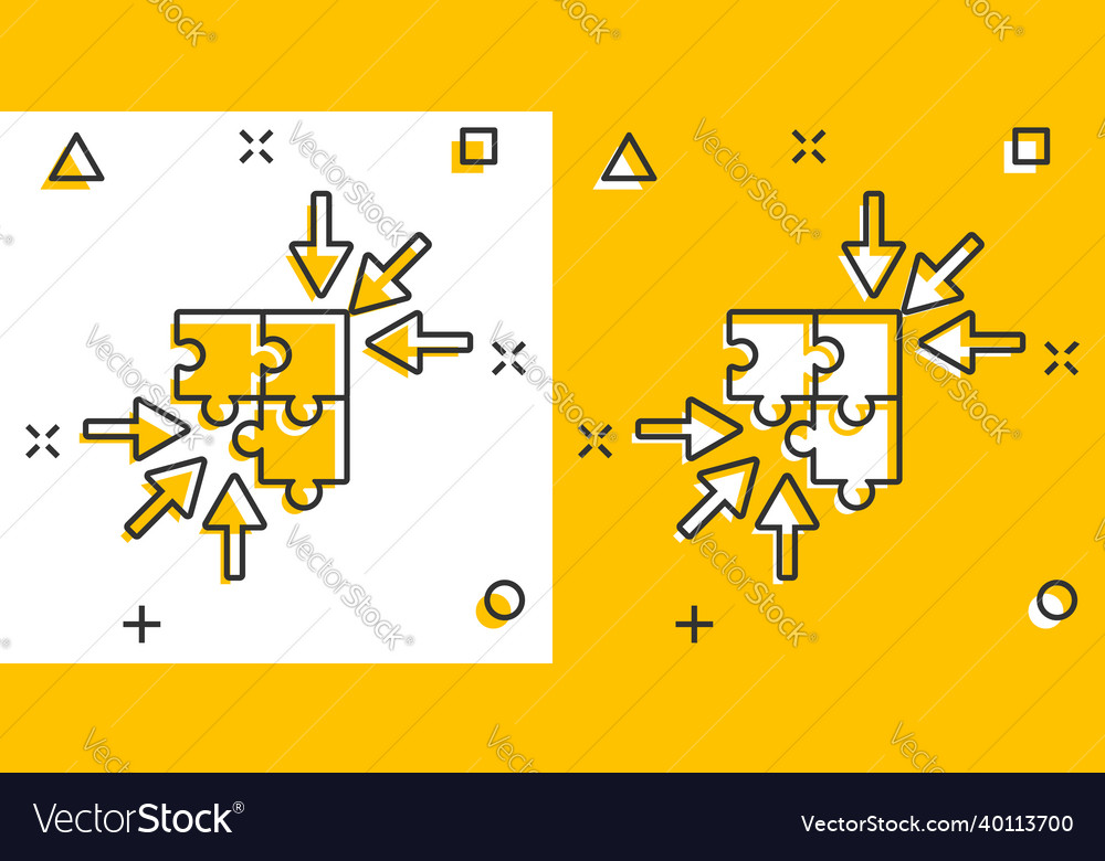 Puzzle jigsaw icon in comic style solution