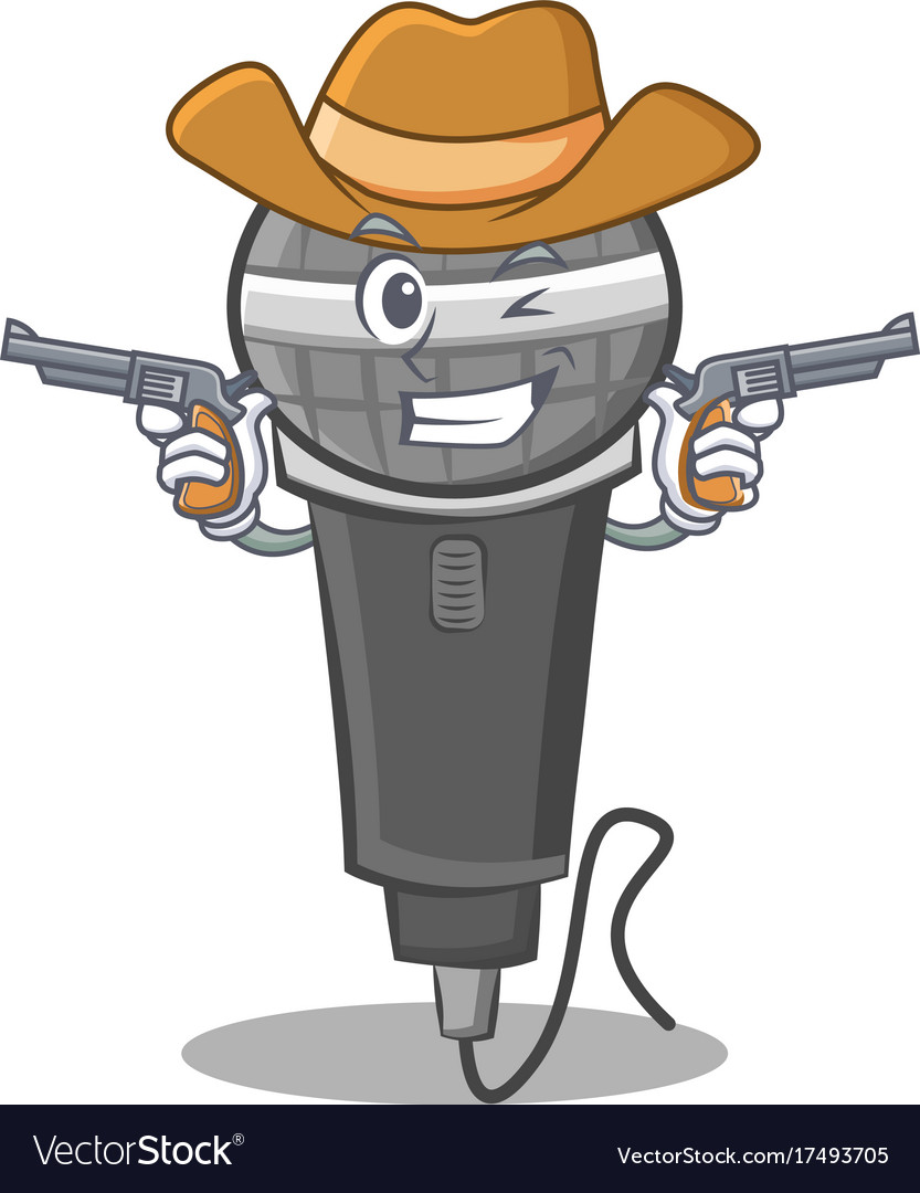 Cowboy microphone cartoon character design