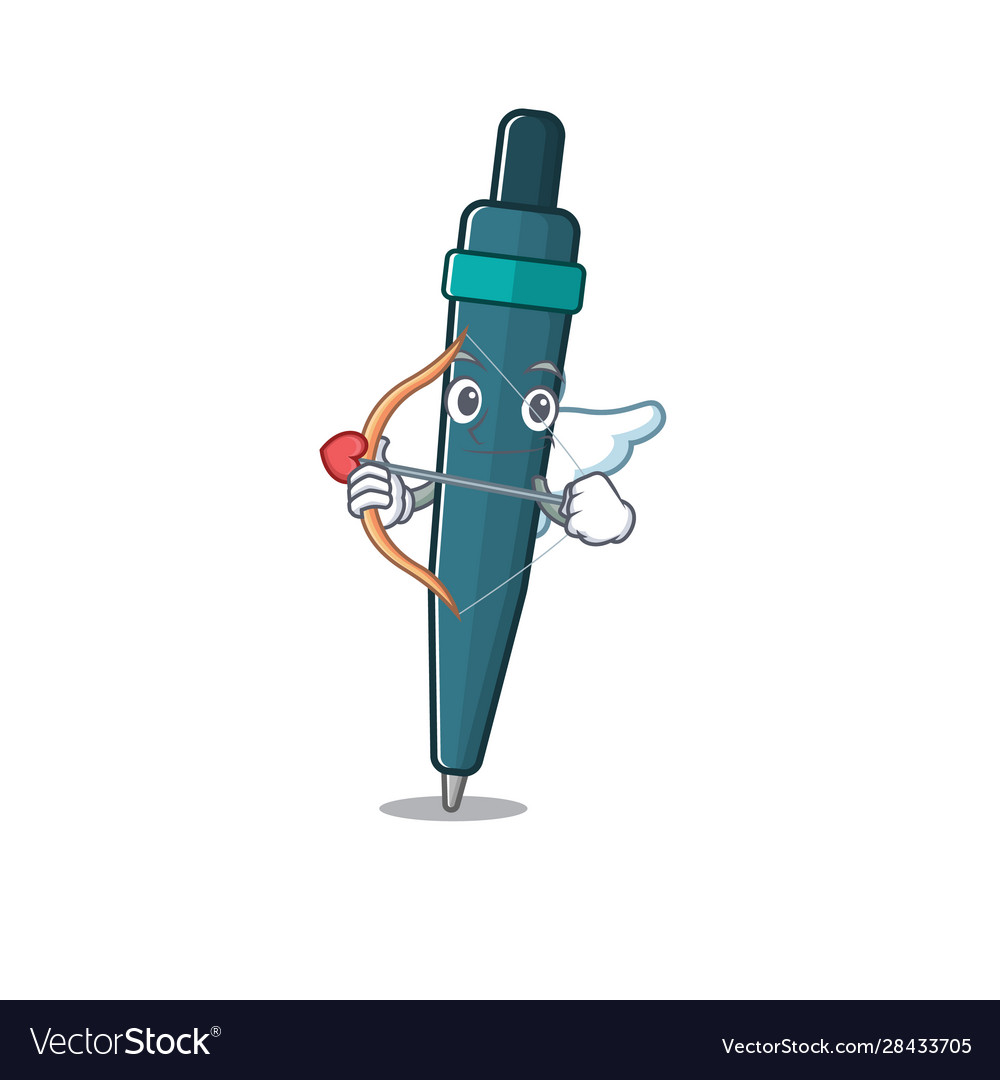 Cute fountain pen scroll cupid cartoon character Vector Image Cute fountain pen scroll cupid cartoon character Vector Image