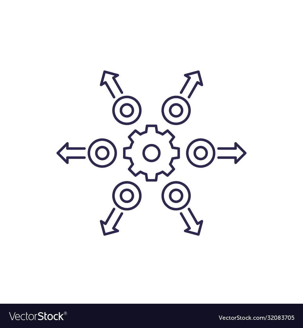 Distribution line icon with gear Royalty Free Vector Image