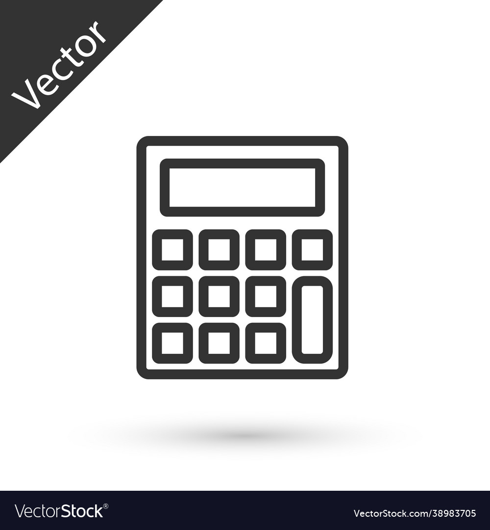 Grey Line Calculator Icon Isolated On White Vector Image