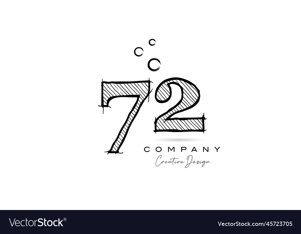 Hand drawing number 72 logo icon design