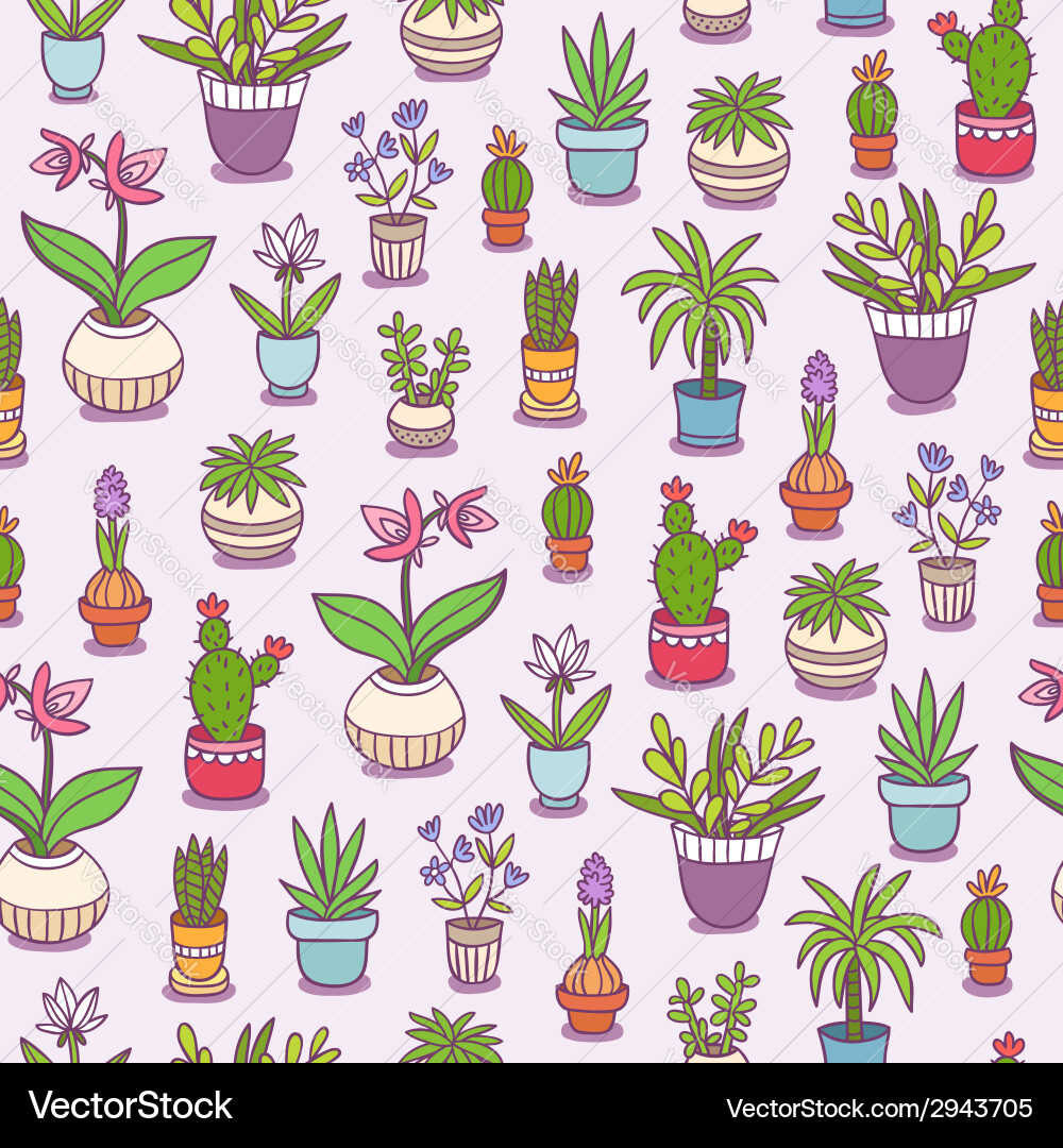 Home plants seamless pattern Royalty Free Vector Image