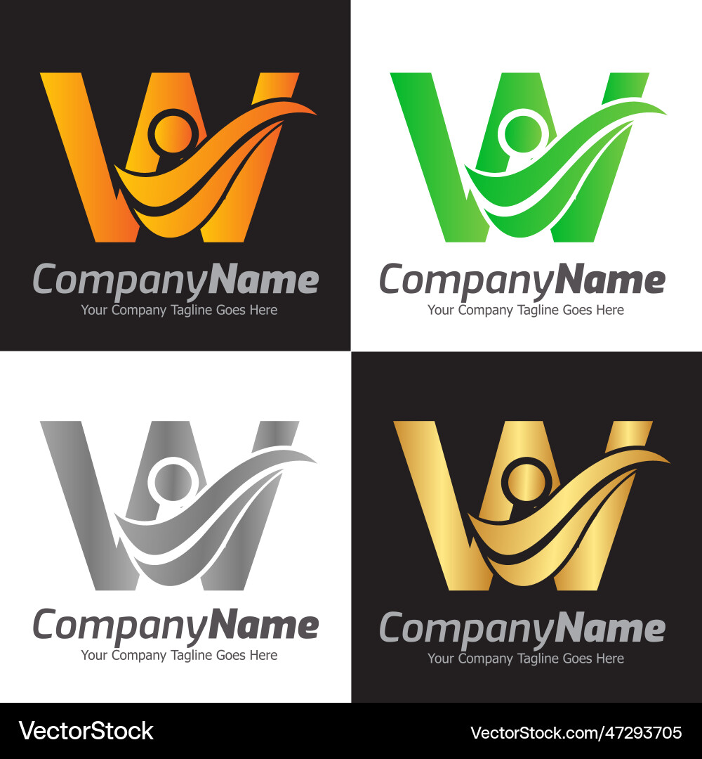Letter w logo template colorful w Royalty Free Vector Image