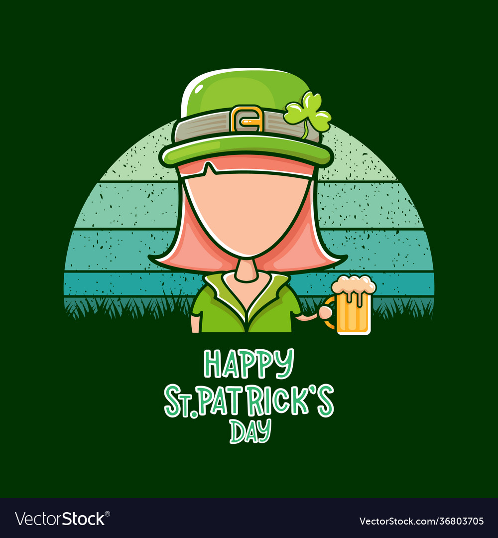 Saint patrick girl holding beer isolated