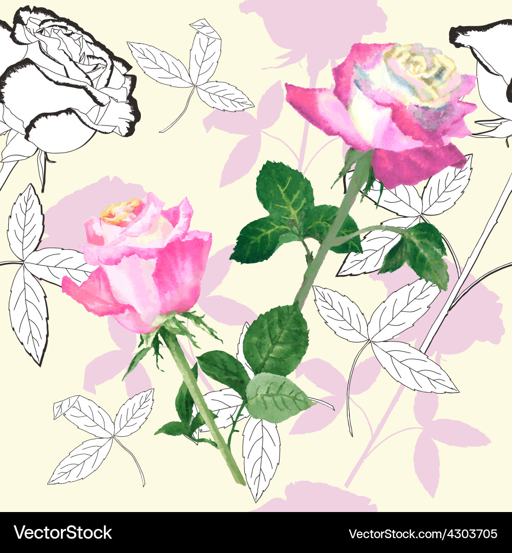 Seamless pattern with roses-07 Royalty Free Vector Image