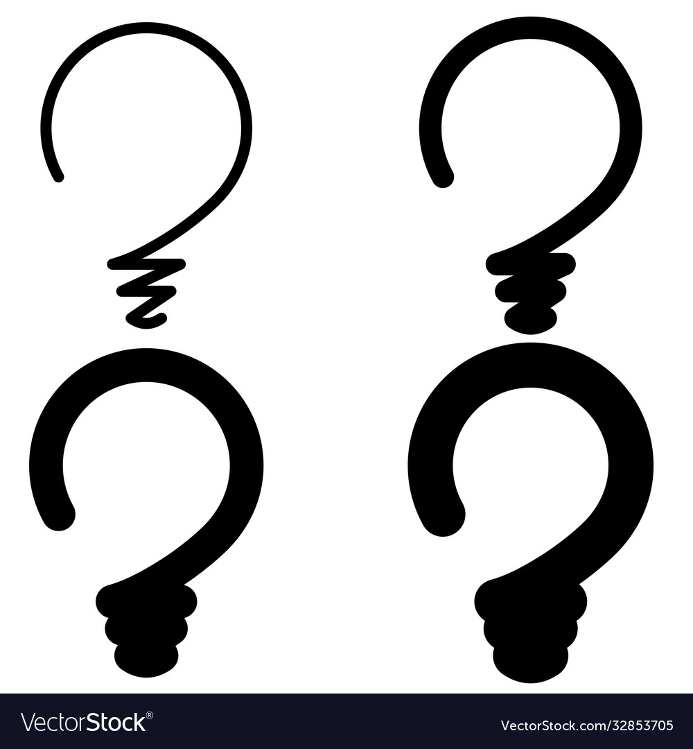 Set light bulb in form question mark concept