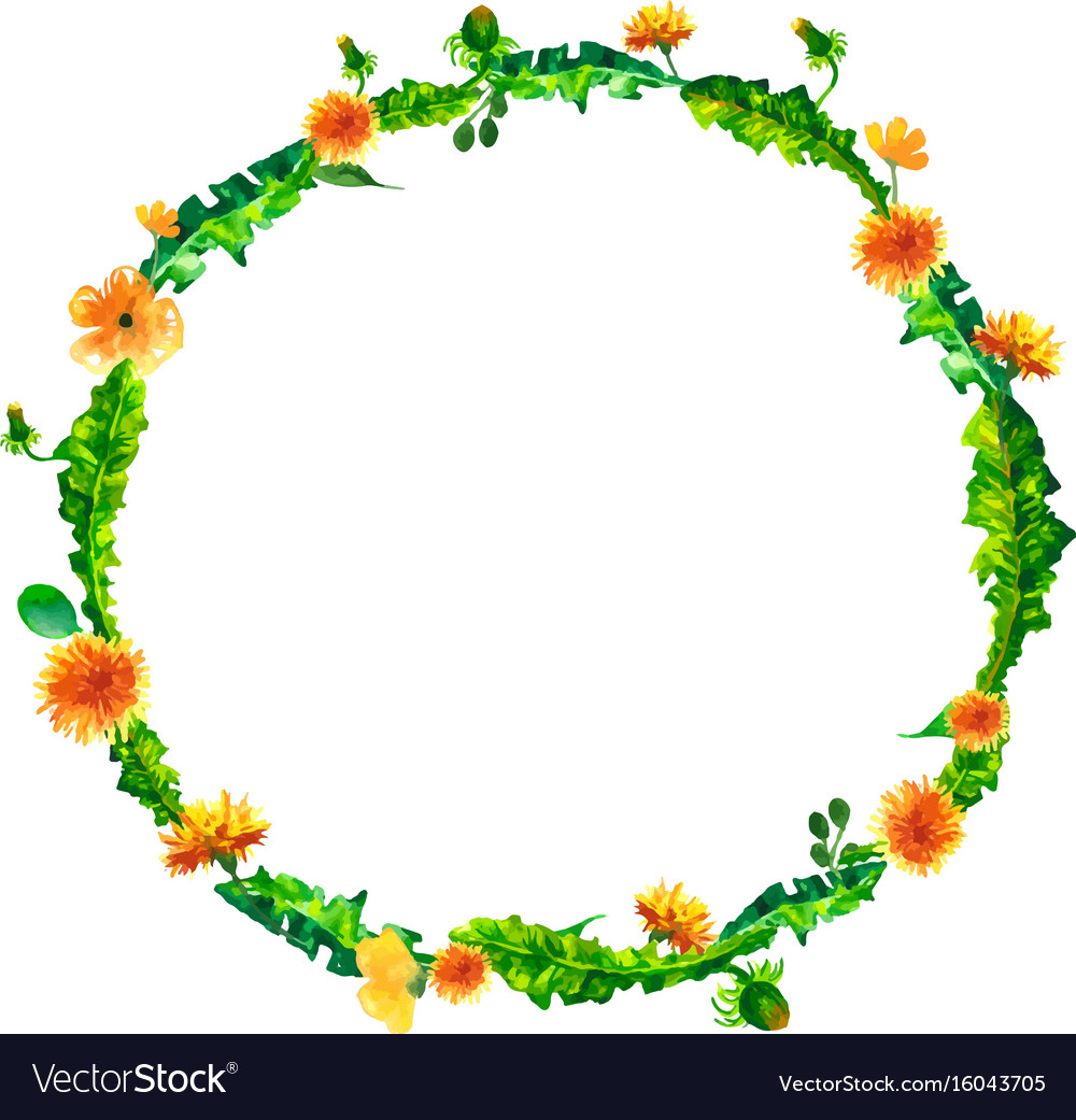 Wreath Circle Frame With The Watercolor Royalty Free Vector