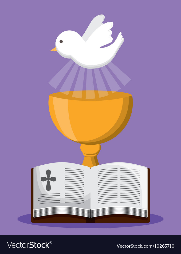 Bible dove cup gold religion icon graphic Vector Image