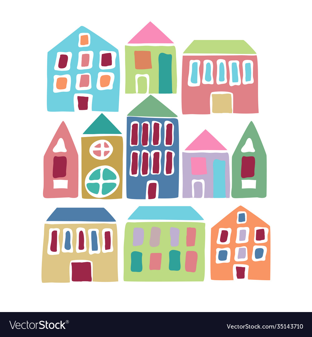 Cartoon colorful houses