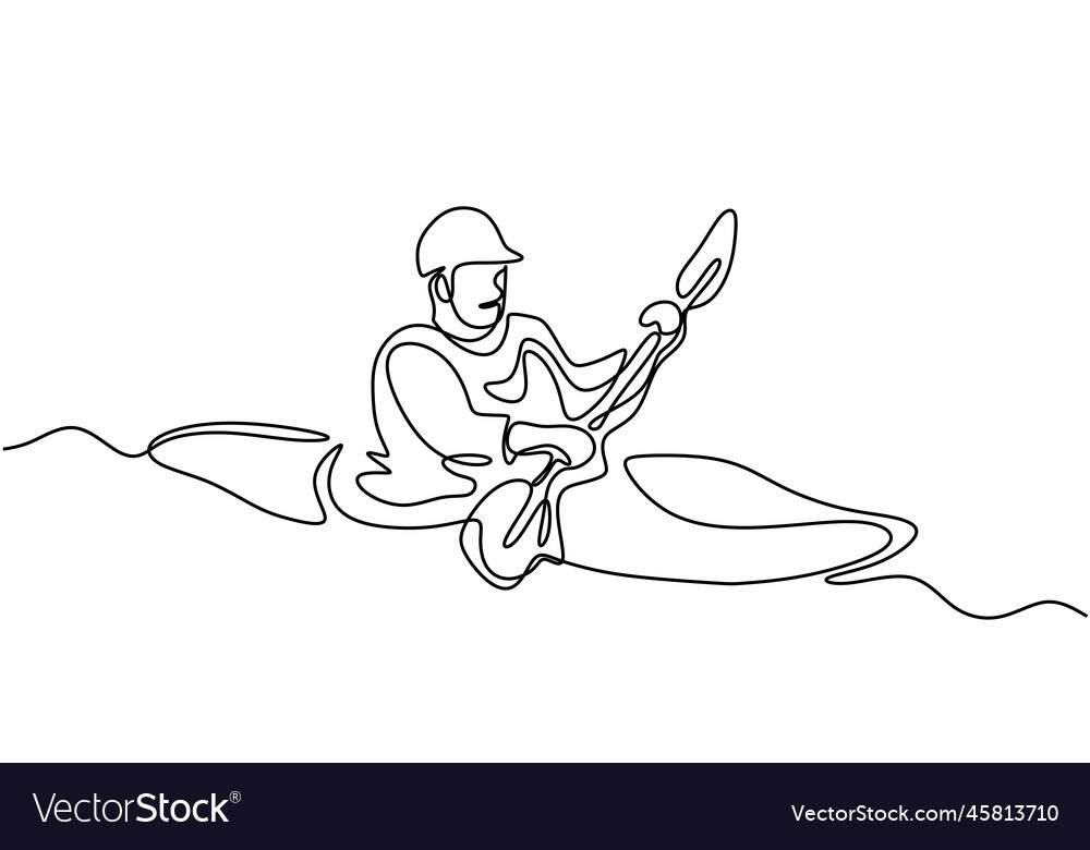 Continuous one line drawing of canoe sport player Vector Image