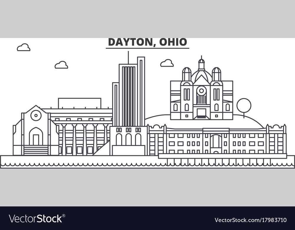 Dayton ohio architecture line skyline Royalty Free Vector