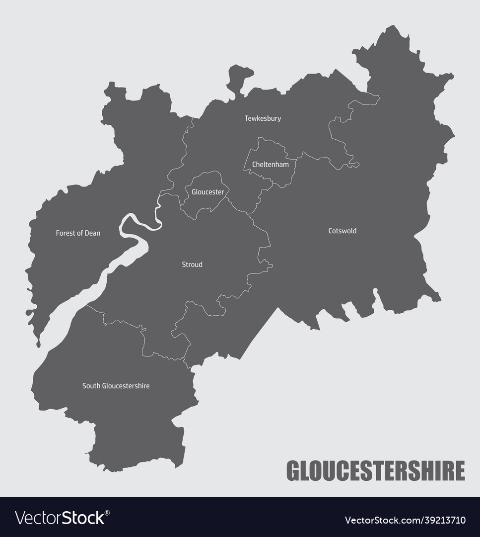 Gloucestershire County Administrative Map Vector Image 0057