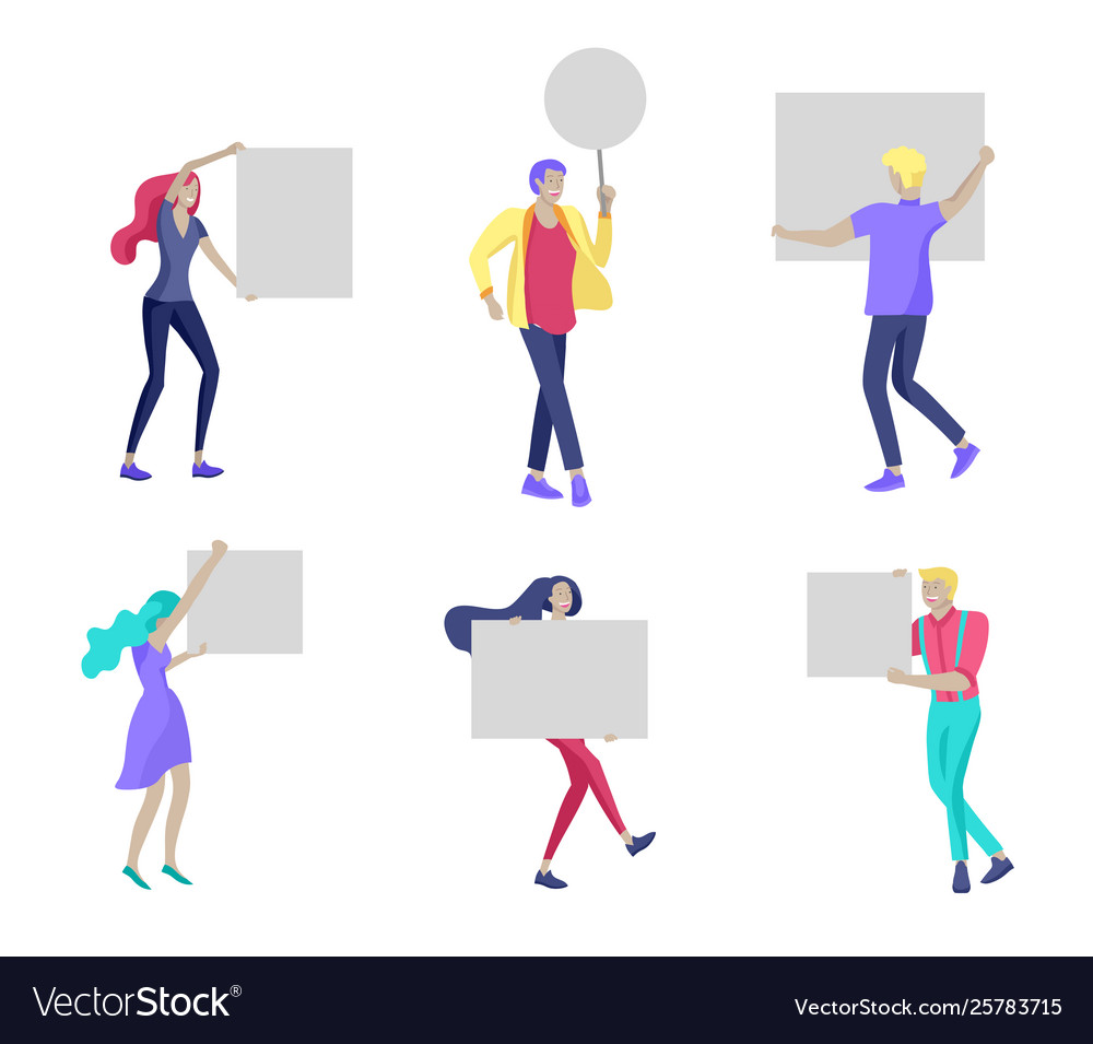 Business People Moving Dancing And Holding Blank Vector Image