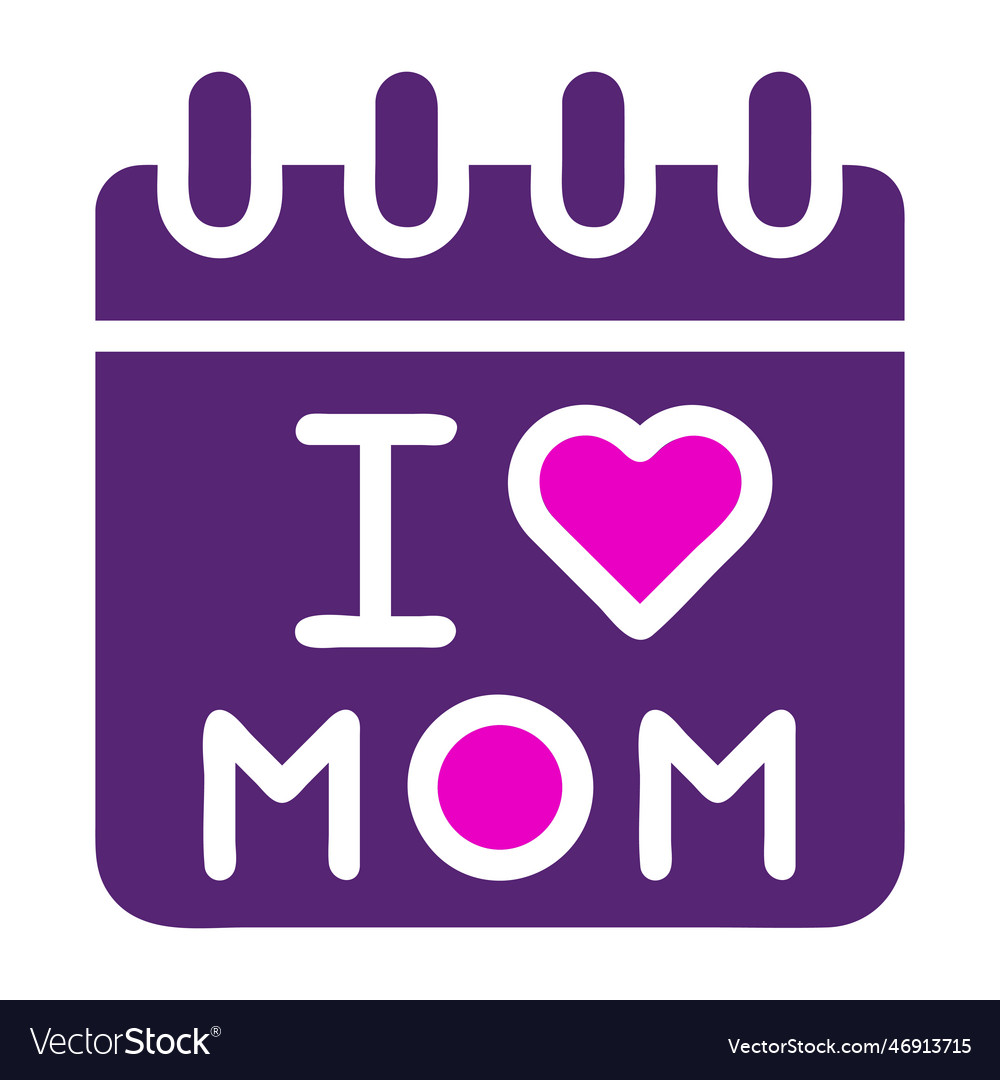 Calendar mom icon solid duocolor pink purple Vector Image