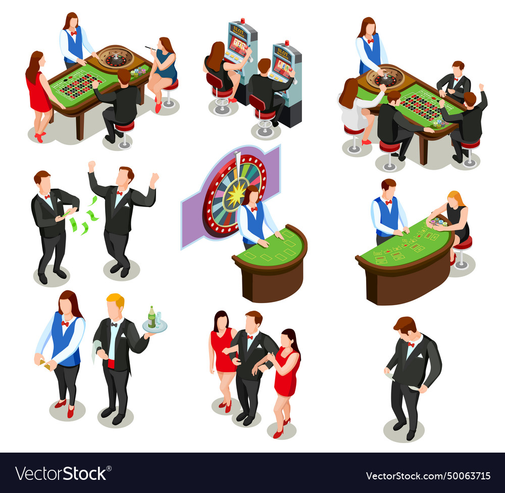 Casino isometric decorative icons