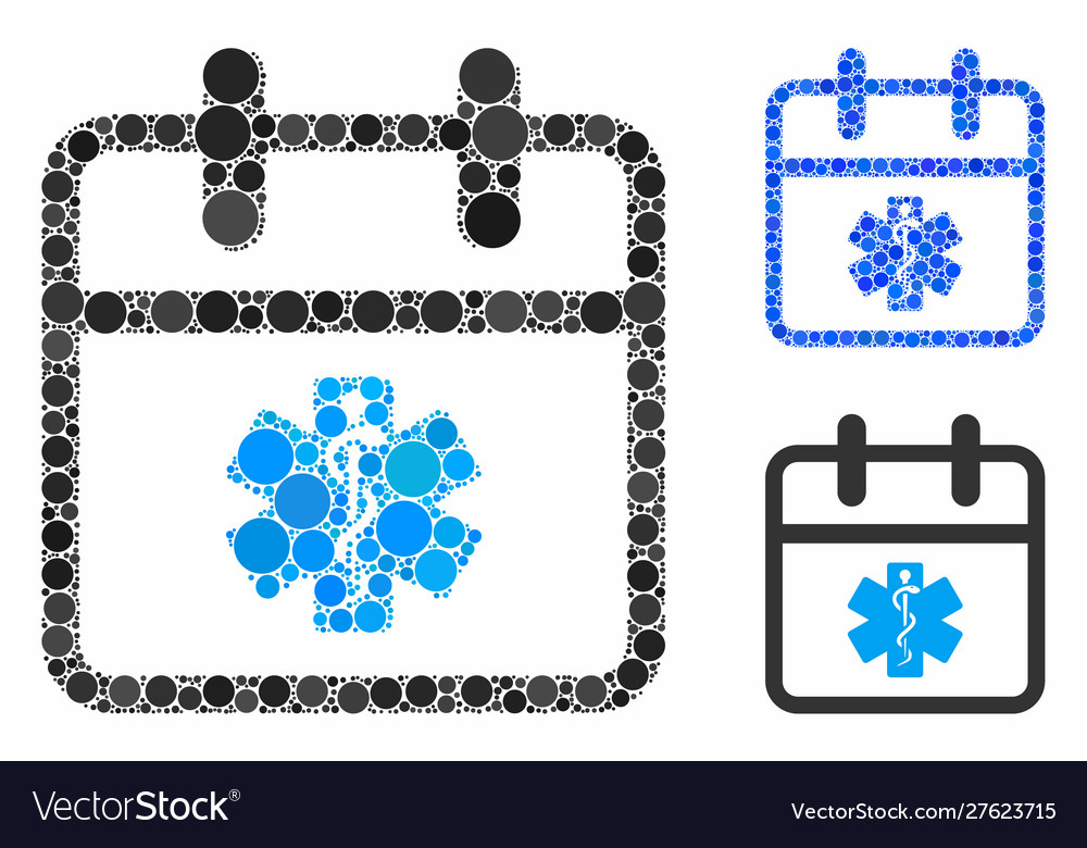 Health care day mosaic icon round dots