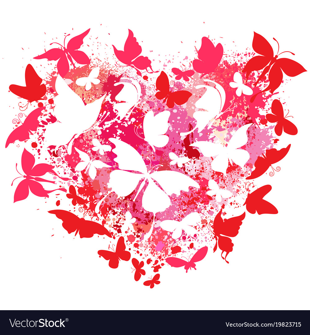 Heart made spray and butterflies Royalty Free Vector Image