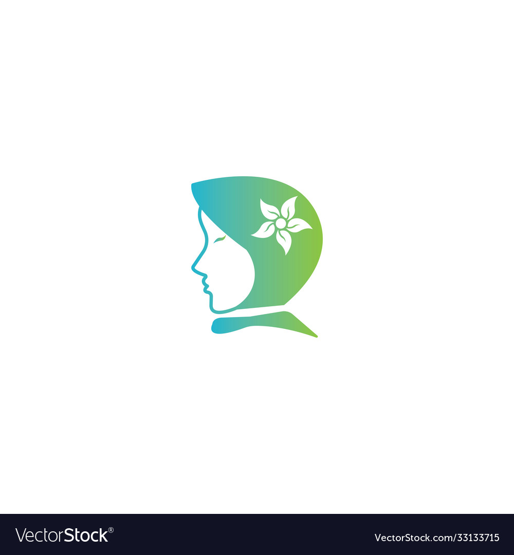 Hijab woman icon color logo floral design