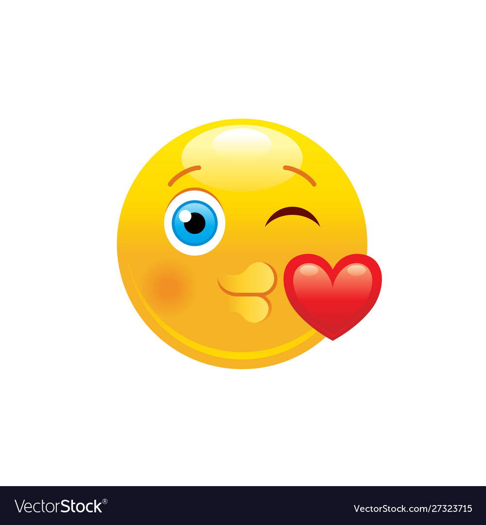 Kissing Heart Emoji Icon 3d Face Smile For Love Vector Image