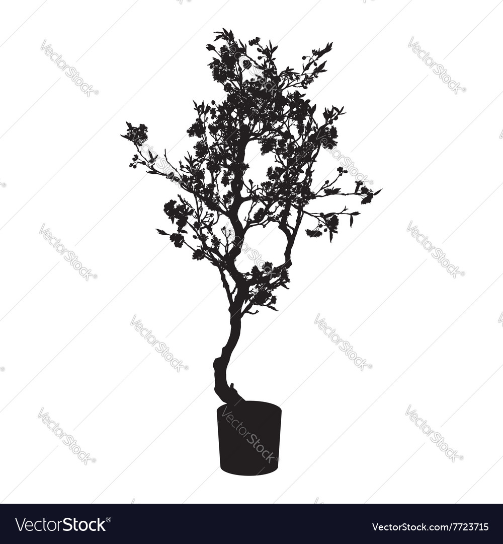 Office And House Little Tree Silhouette Royalty Free Vector