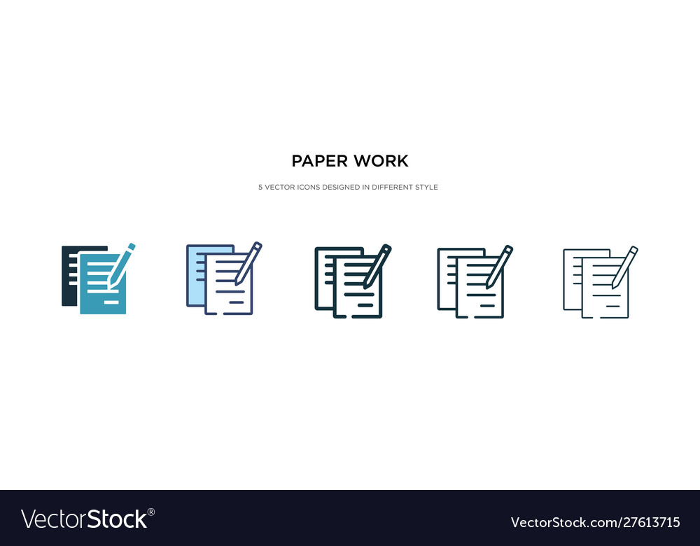 Paper work icon in different style two colored