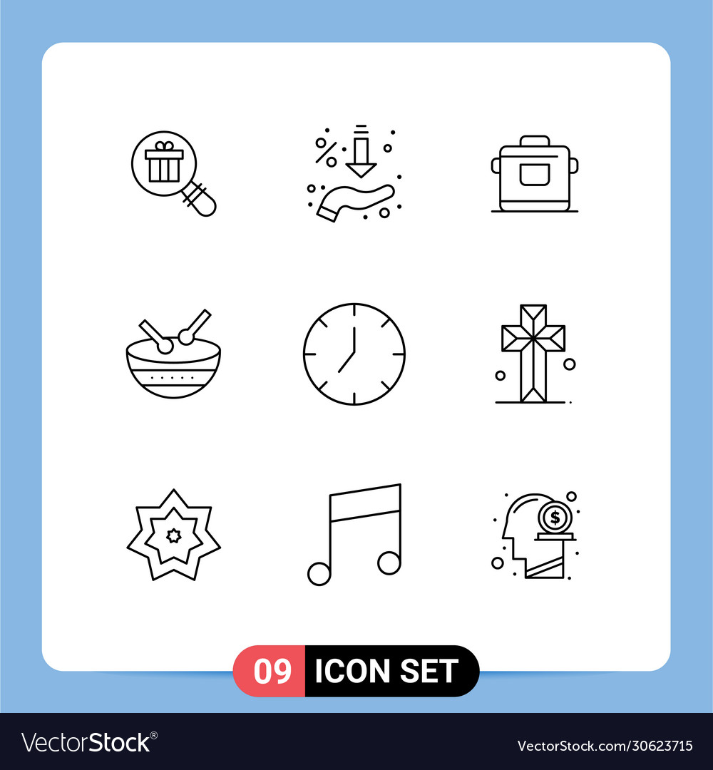 Stock icon pack 9 line signs and symbols