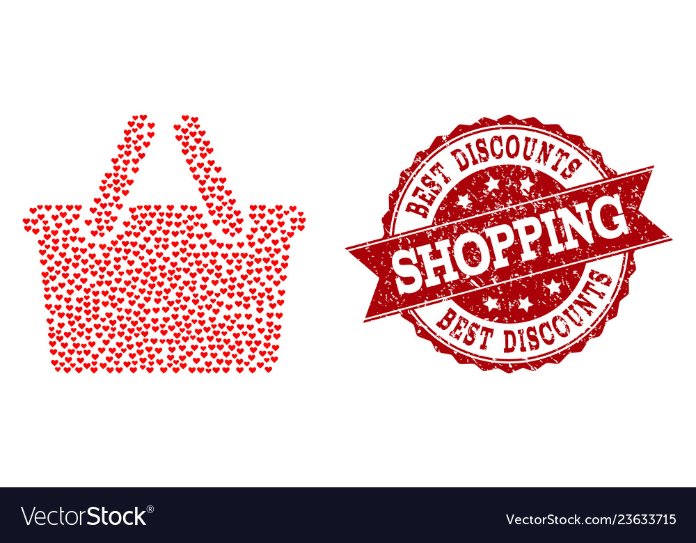 Valentine heart mosaic of shopping bag icon