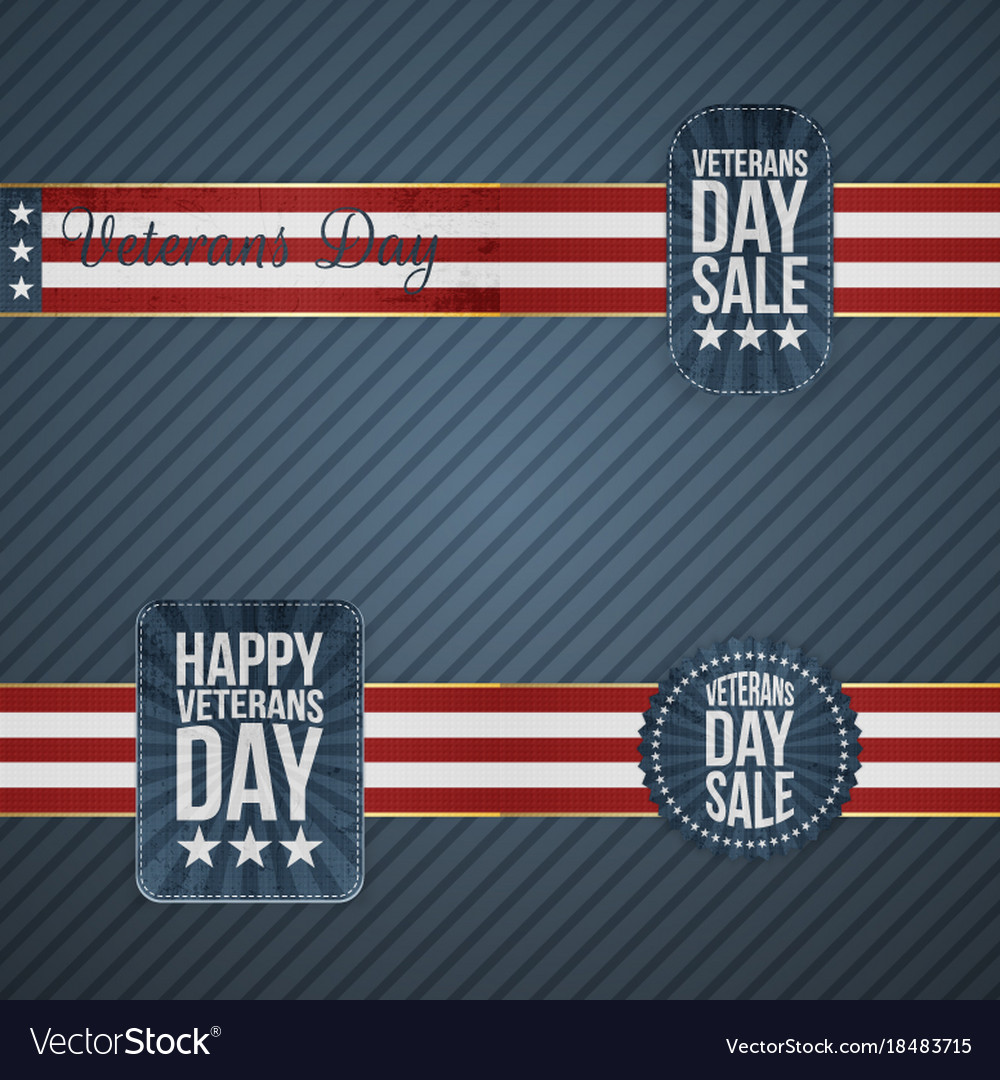 Veterans day realistic banners with ribbons