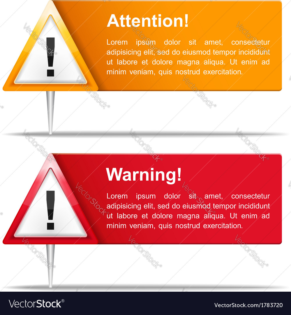 Attention And Warning Banners Royalty Free Vector Image