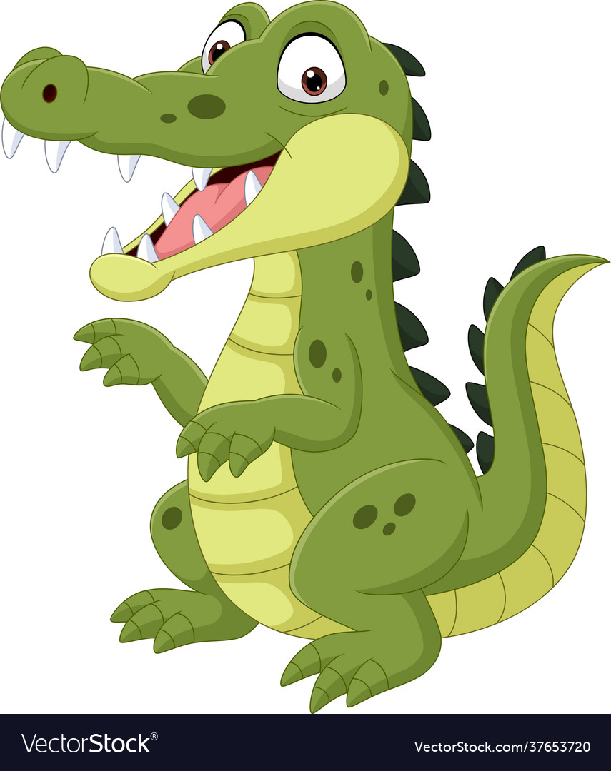 Cartoon funny crocodile isolated Royalty Free Vector Image