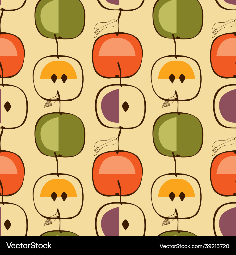 Decorative apples seamless pattern in bright Vector Image